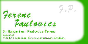 ferenc paulovics business card